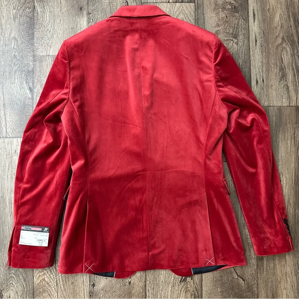 J Ferrar Velvet Sports Coat Evening Blazer Mens Size 40 Long Red
